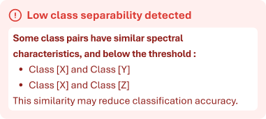 Class separability warning